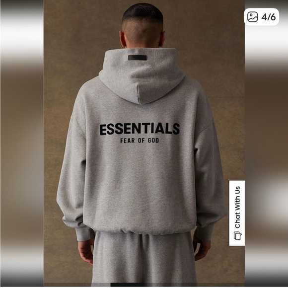 ESSENTIALS Light Gray Pullover Hoodie - Picture 2 of 15